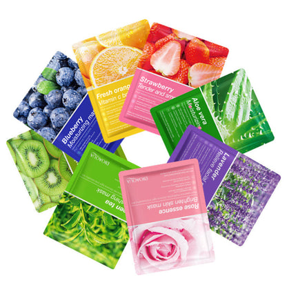 Pack of 8 Fruit Extract Facial Sheet Masks - Hydrating & Brightening