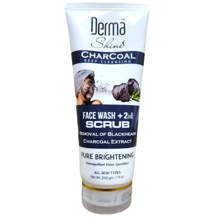 Derma Shine Charcoal Face Wash + Scrub (2 IN 1)