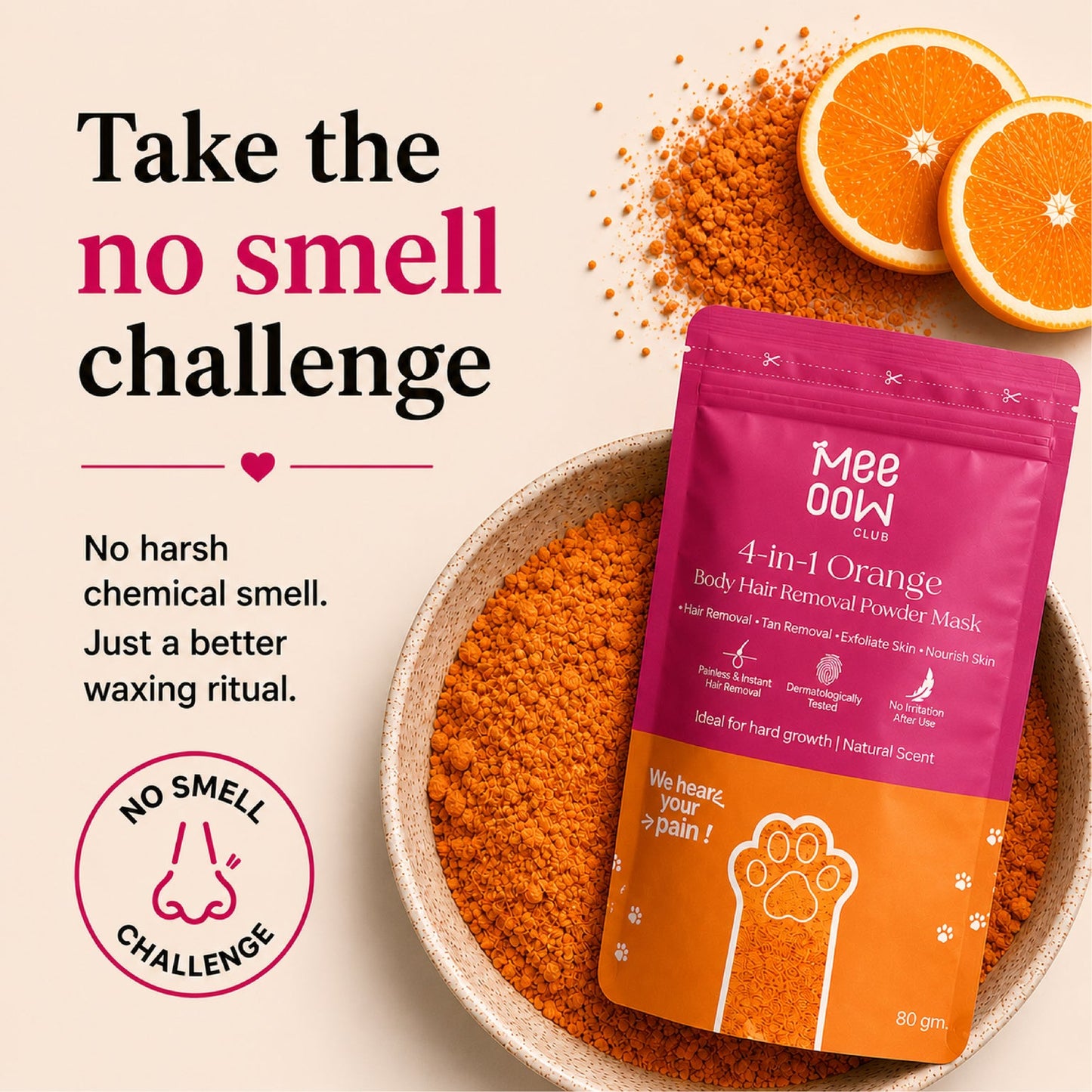 Meow Body Hair Removal Wax Powder + Peeling Foot Mask COMBO