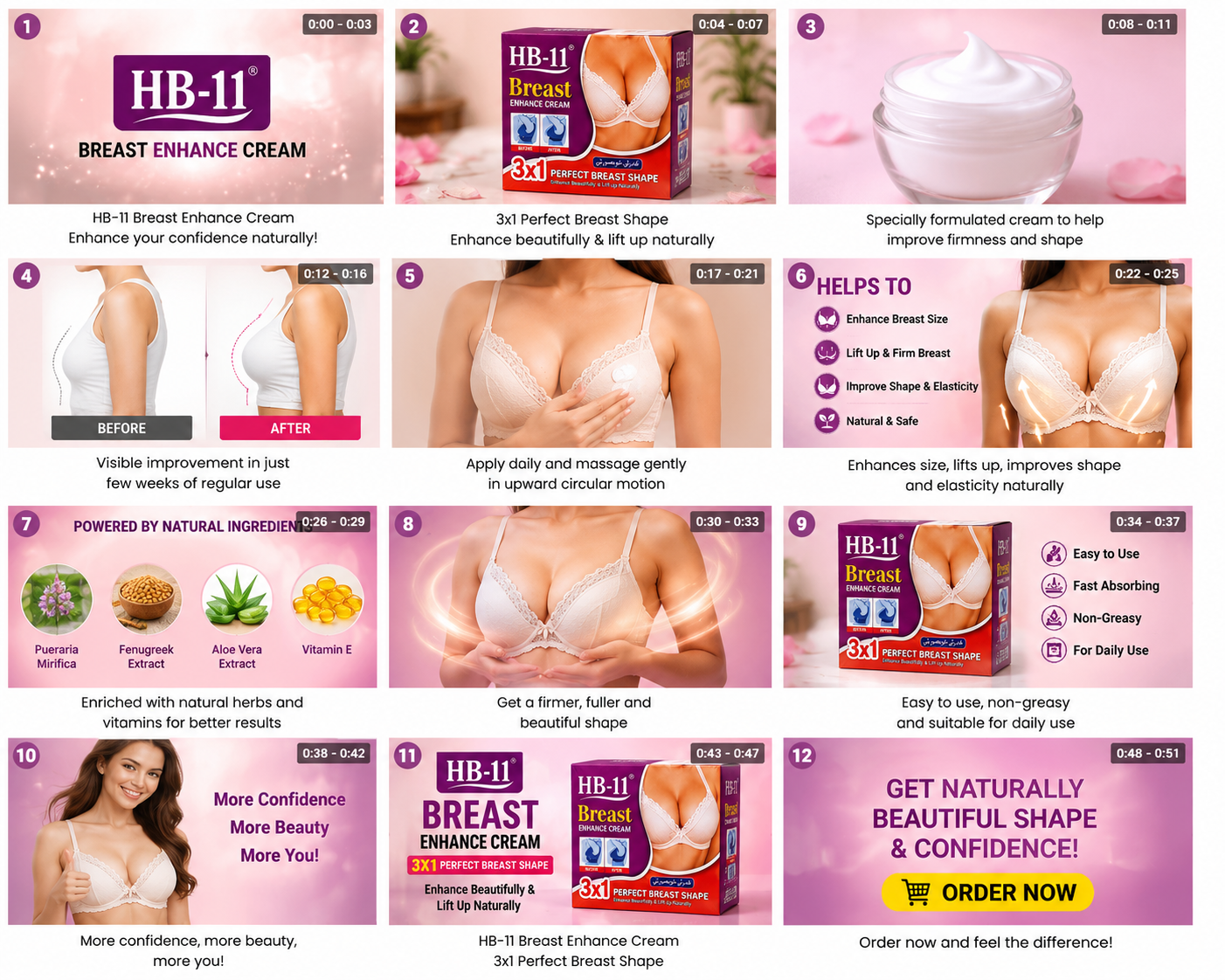 HB-11 Breast Enhance Cream – Perfect Breast Shape 3x1
