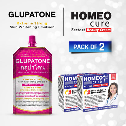 Glupatone Extreme Strong Emulsion 50ml With Homeo Cure Beauty Cream (Pack Of 2)